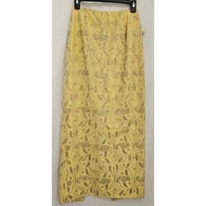 Chetta B Sherrie Bloom Maxi Skirt Sz 2 Silk Pencil Embroidered Beaded Iridescent